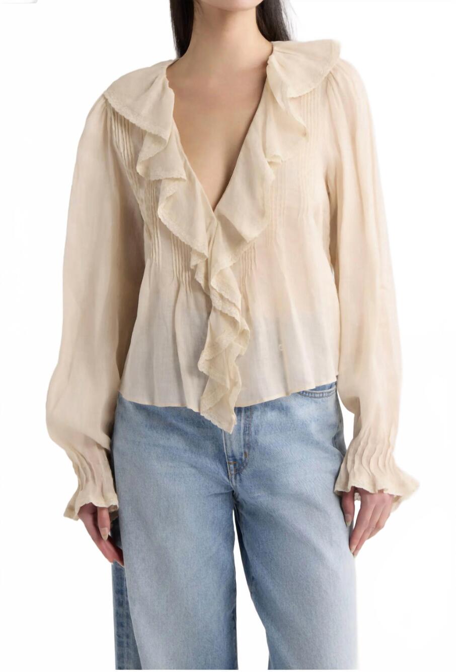 NEW A.REN floraine ruffle top in natural